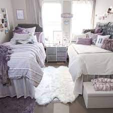36 Dorm Room Before And Afters That Ll Totally Inspire You Dorm Room Bedding Purple Dorm Rooms Girls Dorm Room