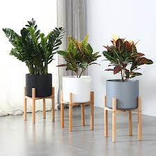 For your home and garden. Mid Century 28cm Indoor Plant Flower Pot Planter Stand Assembly Beech Wood Holder Wooden Floor Potted R Plant Decor Indoor Wooden Plant Pots Indoor Flower Pots