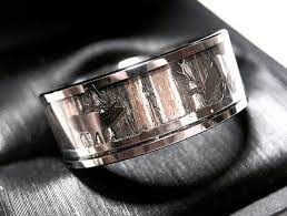 Wedding Bands Deer Antler Ring Mountains Forest Landscape Etsy Blue Tungsten Ring Custom Engagement Ring Tungsten Engagement Rings