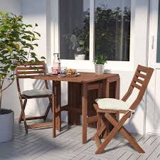Poufiasse chaude february 12, 2015. Applaro Bistro Set Outdoor Brown Stained Cushions Beige Official Website Ikea In 2021 Apartment Balcony Decorating Small Outdoor Table Bistro Table Outdoor
