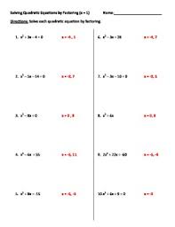Solve each equation by factoring. Solve By Factoring Worksheet Promotiontablecovers