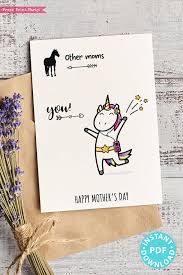 In this video, i am going to show you special cards making at home.please like the video, if you liked the card. Funny Mother S Day Card Printable Unicorn Mom Press Print Party