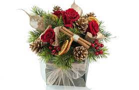 Silk christmas artificial flowers for wreath garland diy accessories 6pcs flower. Christmas Centerpiece In A Box Preserved Floral Arrangements Silk Flowers