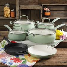 The Pioneer Woman Classic Belly Ocean Teal Ceramic Non Stick Interior 10 Piece Cookware Set Cast Iron Cookware Set Pioneer Woman Cookware Induction Cookware