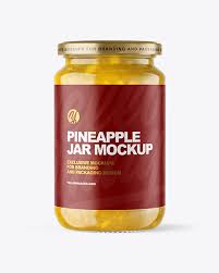 Clear Glass Jar With Pineapple Jam Mockup In Jar Mockups On Yellow Images Object Mockups