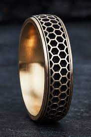 Men S Honeycomb Pattern Wedding Band Rings For Men Mens Wedding Rings Unique Rings