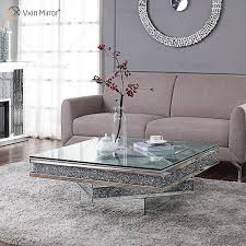 Living room contemporary style some assembly required dimensions: Vxin Wxf 158 3d Sparkling Crushed Diamond Square Mirrored Coffee Table Silver Tempered Glass Table Buy Target Mirror Coffee Table Tempered Glass Table Silver Mirror End Table Product On Alibaba Com