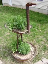 Created By Nationally Recognized Junk Artist John Doll 7 Tall Ostrich Made From Reclaimed Wheel Barrel Metal Sculptures Garden Metal Garden Art Yard Art