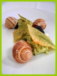 Escargots Risotto The Vert Et Tuiles De Parmesan Recette Risotto Tuile De Parmesan Recettes De Cuisine