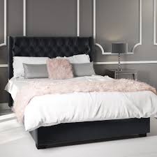 This bed does not require a box spring and slats are included. Milania King Size Ottoman Bed In Dark Grey Velvet With Curved Headboard Furniture123