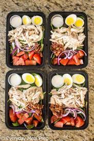 No Cook Meal Prep Chicken Cobb Salad Every Meal Prep Recipe Breakfast Meal Prep Lunch Meal Prep Cold Meals