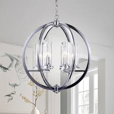 Karthus Chrome 6 Light Pendant With Clear Glass Shade Grey Warehouse Of Tiffany Chrome Pendant Lighting Pendant Lighting Ceiling Lights