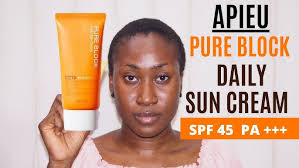 APIEU PURE BLOCK DAILY SUN CREAM SPF 45 PA+++ REVIEW| Ife Balogun