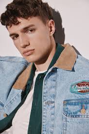 Denim jacket with patches men's