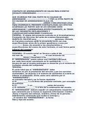 Duración de un contrato de alquiler y prórroga tácita. Contrato De Arrendamiento De Salon Para Eventos Sociales Denominado Docx Contrato De Arrendamiento De Salon Para Eventos Sociales Denominado U201d Que Course Hero