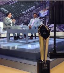 Coach Sumlin At Espn Car Wash Eyeing The New Cfbplayoff Trophy Rolltidewareagle Com Sports Stories That Infor Aggie Football Sports Story College Football