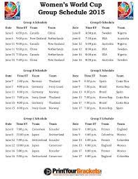 Printable 2015 Women S World Cup Group Schedule Women S World Cup World Cup Groups World Cup
