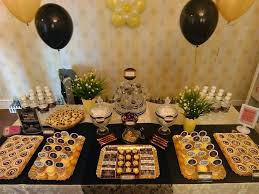 Black And Gold Candy Buffet Ideas Candy Buffet Gold Black And White Theme Gold Candy Buffet Candy Buffet White Candy Buffet
