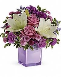 Send someone you love the beautiful gift of fresh flowers delivered right to their door. Teleflora S Pleasing Purple Bouquet Bouquet Salt Lake City Utah Florist Riverton Sandy Full Servi Purple Flower Bouquet Flower Delivery Flowers Bouquet