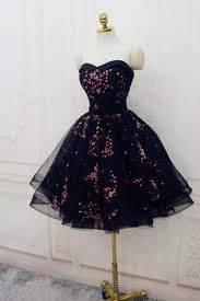 Black Cute Sweetheart Tulle Formal Dresses Puffy Strapless Appliqued Homecoming Dress N1878 Black Party Dresses Homecoming Dresses Short Prom Dresses Short