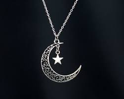 Moon And Star Necklace Black Friday Sale Etsy In 2021 Charm Necklace Silver White Gold Necklace Diamond Star Charms