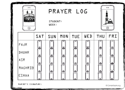 Islamic Prayer Log Salah Log For Kids