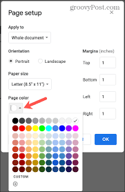 The feature to adjust margins isn't found in the format menu margin size is in inches and defaults to 1. How To Set The Document Background Color In Google Docs
