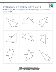 Geometry Math Worksheets Pythagoras Theorem Questions 3 Geometry Worksheets Math Worksheets Math Geometry