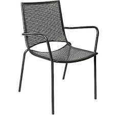 Stackable Metal Restaurant Patio Arm Chair With Iron Mesh Seat Back In Black Finish Patio Chairs Metal Restaurant Outdoor Chairs
