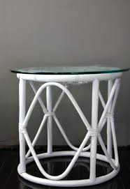 Pair Of White Rattan Side Tables Rattan Side Table Shabby Chic Chalk Paint Rattan