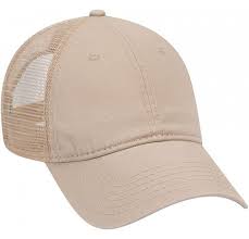 Garment Washed Cotton Twill 6 Panel Low Profile Mesh Back Trucker Hat Khaki Cp180d3s8nc Trucker Hat Hats Cotton Twill