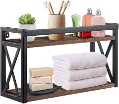 Maybe you would like to learn more about one of these? Buy Y Me Ym 2 Tier Bathroom Wall Shelf With Black Metal Rustic Bathroom Towel Rack With Shelf Industrial Wall Mounted Floating Shelves For Bathroom Bathroom Shelving For Bedroom Bathroom Kitchen Online In Indonesia