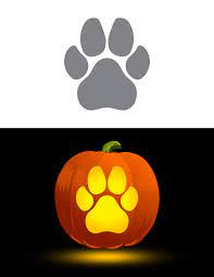 printable dog paw print pumpkin stencil