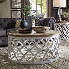 As the name suggests, these tables are the round accent drum tables combine style with functionality. Signal Hills Vince Reclaimed Wood Moroccan Trellis Drum Coffee Table Driftwood Furnitures