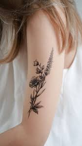 Minimal Flower Tattoo Floral Tattoo Tatouage Temporaire Mini Lavender Flower Temporary Tattoo Lavender Tattoo Wildflower Tattoo Red Poppy Tattoo