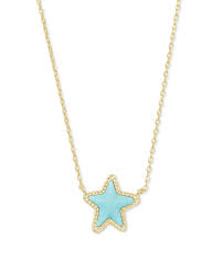 18 inch 14k white gold cable chain. Jae Star Gold Pendant Necklace In Light Blue Magnesite Kendra Scott