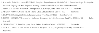 Lowongan kerja pt softex indonesia (plant karawang). Daftar Alamat Pabrik Kosmetika Indonesia Farmasi Industri