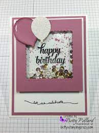 Stamp a sentiment on inside of card! Happy Birthday Shaker Card Shaker Cards Birthday Cards Diy Shaker Cards Tutorial