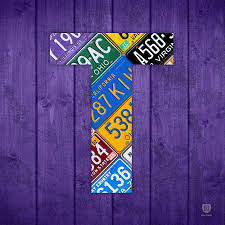 T letter colorful gradient logo design template. Letter T Alphabet Vintage License Plate Art Mixed Media By Design Turnpike Pixels