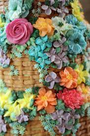 Buttercream Basket Wedding Cake With Piped Flowers Butter Cream Buttercream Cake Decorating Celebration Cakes