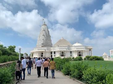 Birla Mandir stands illuminated in white marble, AI generated