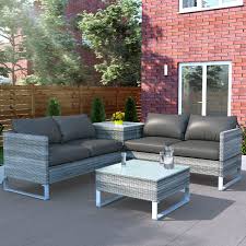 Vancouver 5 seater grey rattan corner sofa patio set. Rattan Outdoor Corner Sofa Set With Storage Billyoh Salerno