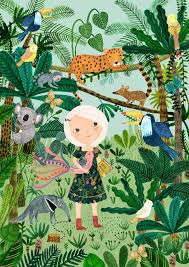 Jungle Girl Giclee Print Of An Original Illustration By Drawnbyrebeccajones On Etsy Https Www Etsy Com Listing Illustratie Dieren Illustraties Illustratie