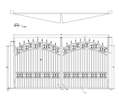 Fence panels, fence pickets, fence posts, fence rails Double Arch Driveway Gate With Butterfly Ribbons Design Cad Drawing America S Gate Company
