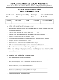 Soal pas plh kelas 5 semester 1 dan kunci jawaban. Ulangan Tengah Semester Genap Plh