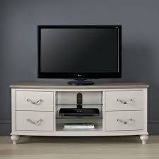 Glass door with 2 internal shelves, 2 external shelves and 1 drawer. Montreux Washed Oak Soft Grey Tv Unit Oak Furniture Uk