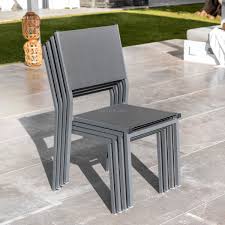 Chaise de jardin en métal. Chaise De Jardin Alu Empilable Murano Gris Anthracite Salon De Jardin Table Et Chaise Eminza