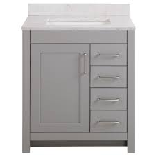 4.6 out of 5 stars 85. Home Decorators Collection Westcourt 31 In W X 22 In D Bath Vanity In Sterling Gray With Stone Effect Vanity Top In Pulsar With White Sink Wt30p2v3 St The H White Sink