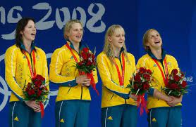 I was the youngest australian team member in any of the sports represented. L R Emily Seebohm Leisel Jones Lisbeth Trickett And Jessicah Schipper Of Australia Celebrate On The Podium After Rec Olympic Games Olympic Records Olympics
