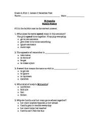 Journeys Unit 1 Lesson 2 Mi Familia And Family Poetry Multiple Choice Test Multiple Choice Test Multiple Choice Lesson